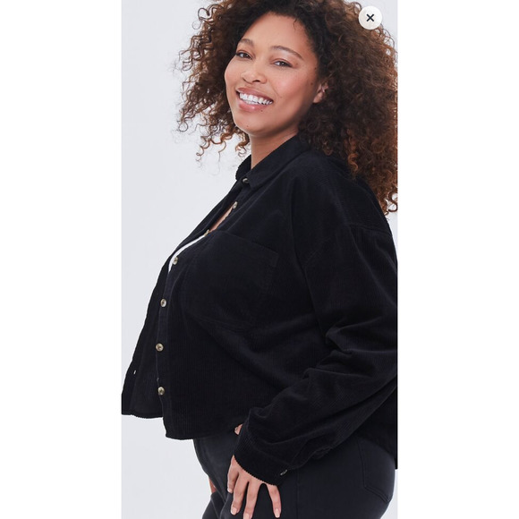 Forever21 Black 3X NWT Lightweight Button Front Corduroy Shirt NEW - Picture 13 of 13